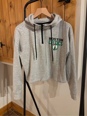 NBA Grey and Black Boston Celtics Quarter-Zip Hoodie